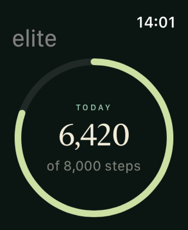 Elite na Apple Watch: 6420 kroków z dziennego celu 8000